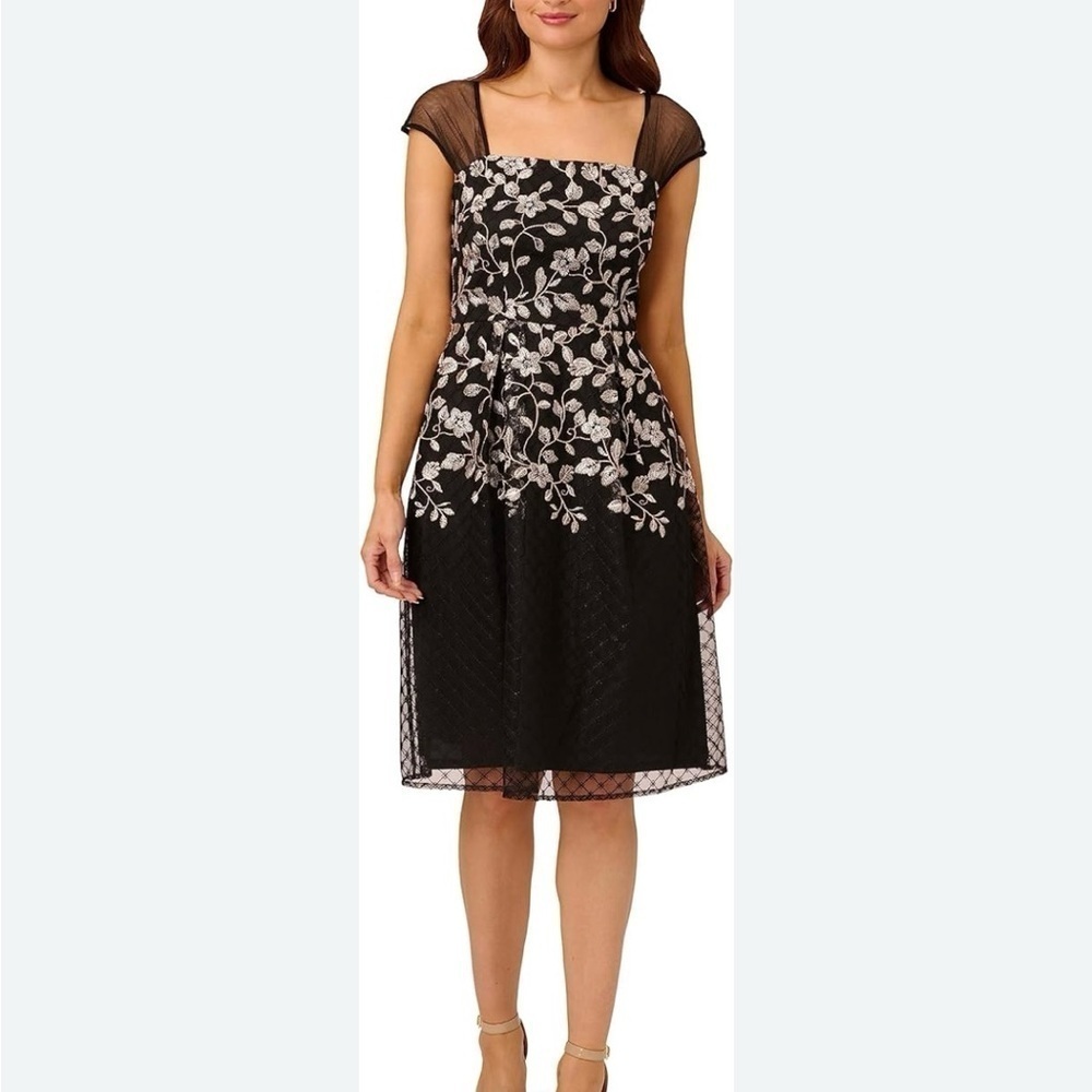 Adrianna Papell Border embroidery midi dress size 12